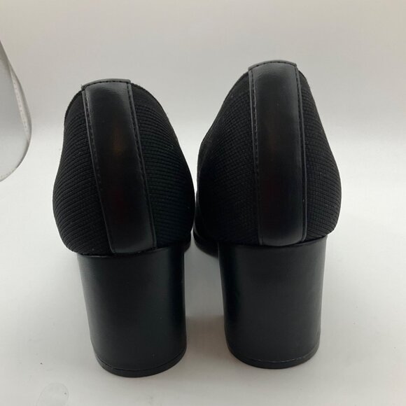 Adrienne Vittadini 9 Britanny Black Heeled Knit Loafers Minimalist Old Money - Picture 5 of 14